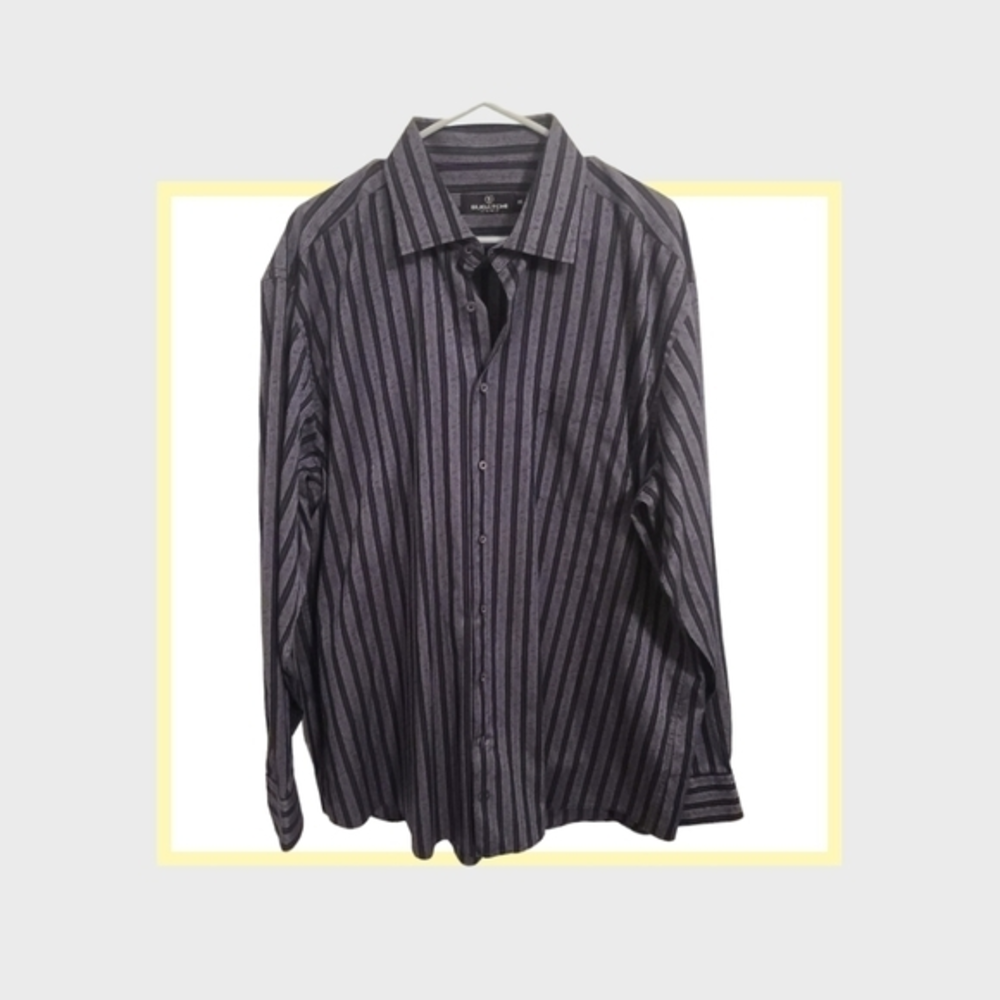 Mens gray‎ and black Bugatchi uomo button-up shirt, size XXL